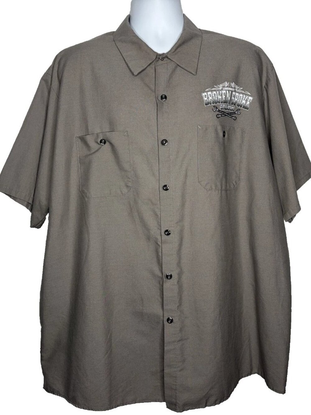 Vintage Y2K Red Kap Work Shirt Size 3XL Khaki Beige Sturgis Broken Spoke Saloon
